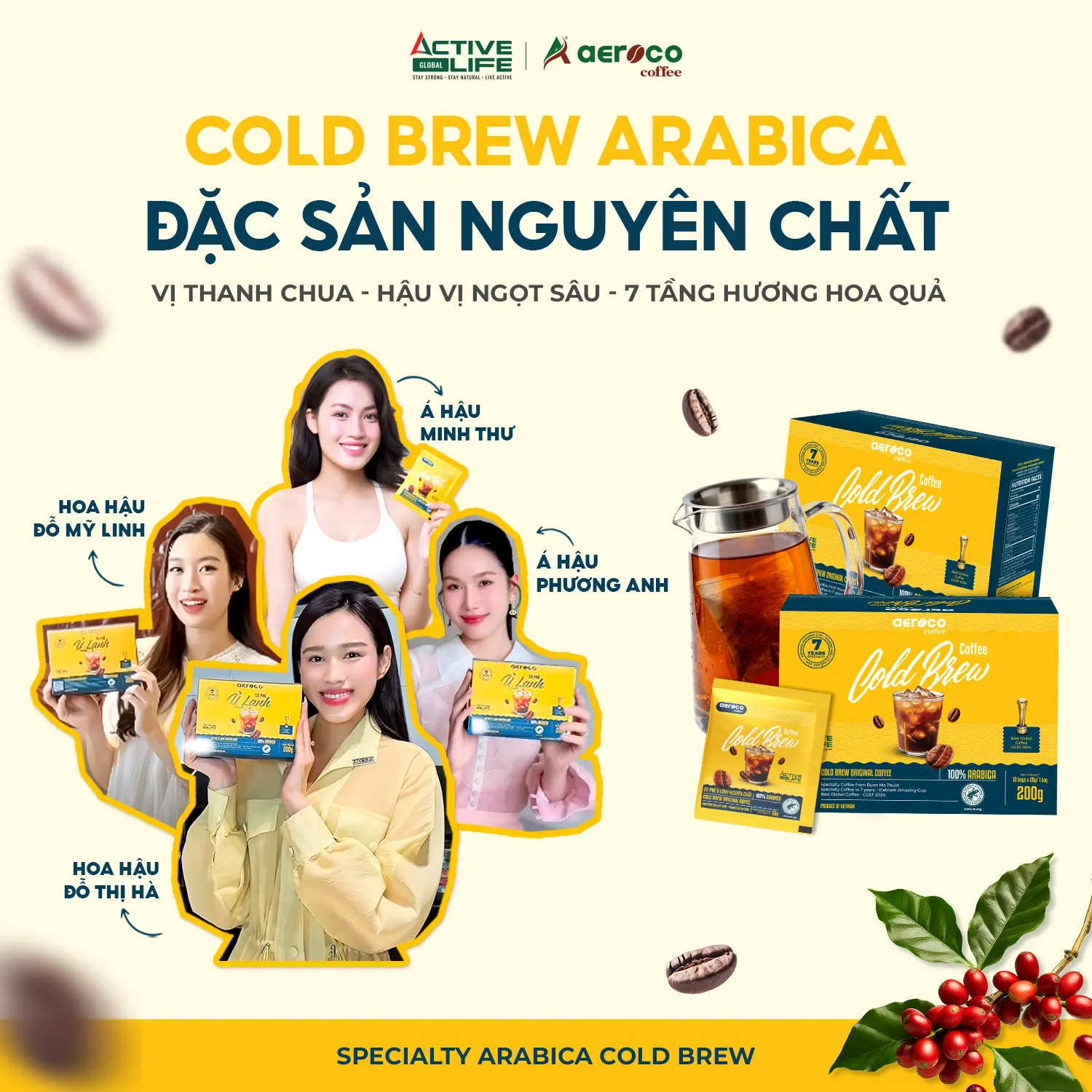 Cafe Ủ Lạnh - Cà phê Coldbrew Arabica Đặc Sản Aeroco - Túi lọc Nhật Bản tiện lợi cho người bận rộn, không đường, ít calo - Aeroco Coffee chất lượng cao hương vị tuyệt vời - Hộp 10 Gói x 20g 1