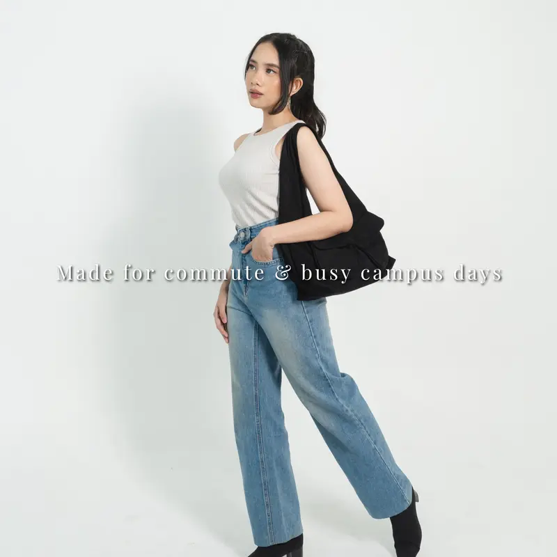 ELARA Tas Suede Kampus Tote Hobo Bag Ringan Muat Laptop 14inch Penutup ...