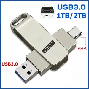 2TB 2in1 USB3.0 flashdisk  type c 1TB high-speed OTG USB flashdirve, suitable for Android  laptop（typec/usb）