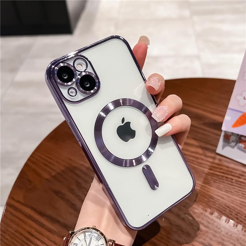 Softcase Original Resmi Magsafe Magnetic Wireless Charging Plating Case Untuk IPhone 15 14 13 12 11 Pro Max 2