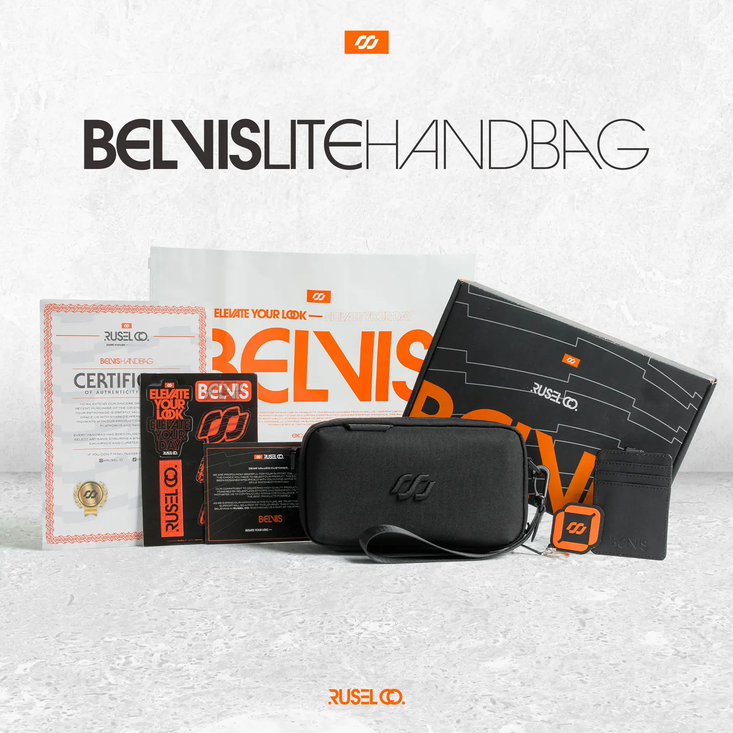RUSELCO I Handbag Belvis Lite (Kecil) Exclusive Clutch Edition Pria Tahan Air