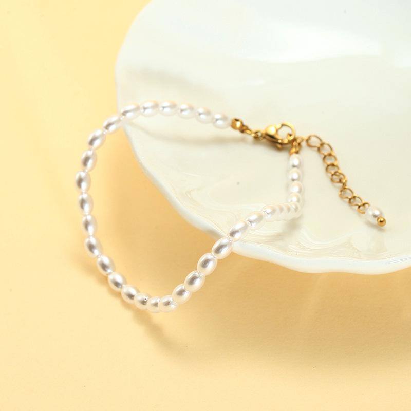 Product Introduction of Ins Bracelet Women's Simple Special-Interest Design High-Grade Beaded Bracelet Titanium Steel Ornament Bracelet 12