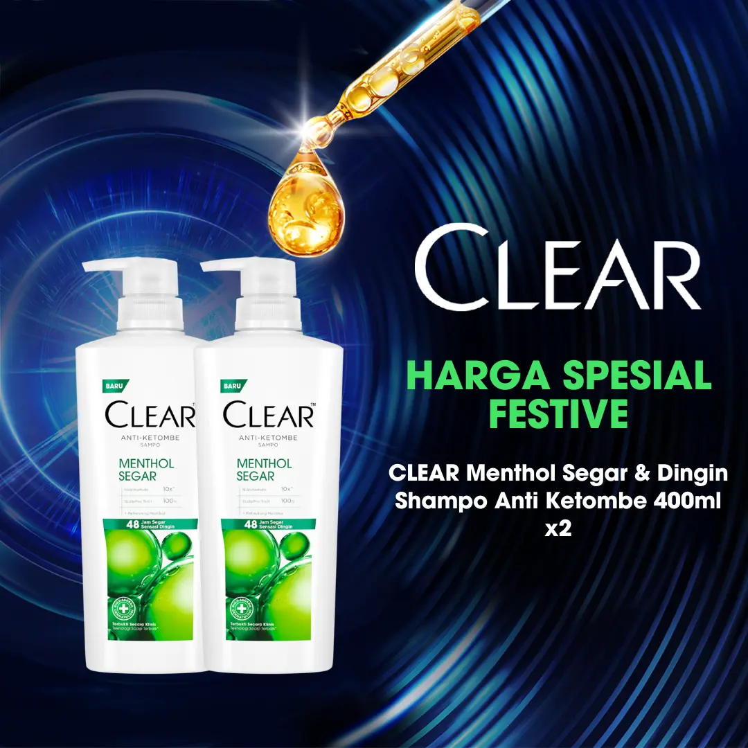 [HARGA SPESIAL] Clear Menthol Segar & Dingin Shampo Anti Ketombe 400ml Twinpack