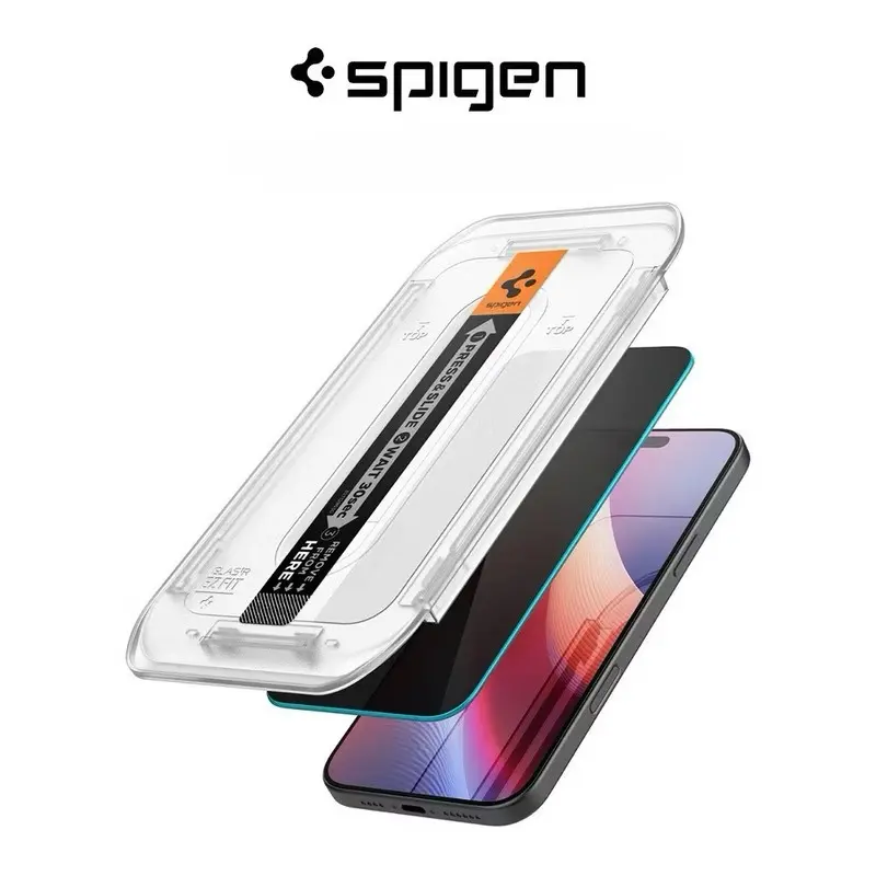 SPIGEN 1PACK Tempered Glass Screen Protector Privacy [Glas. tR EZ Fit Privacy] iPhone 15 Pro Max / iPhone 14 Pro / iPhone 13/ iPhone 12 152 Tempered Glass Protective film against peeping Tom Fingerprint Resistance Cellphone Smartphone Protection Cover