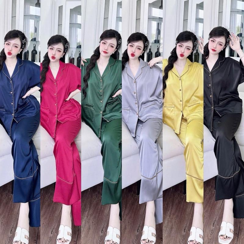 CÁNH DƠI TAY LỠ .Size M XL 40-70kg . Quần 92cm . Đồ Bộ Nữ Pijama Cánh Dơi Tay Lỡ Lụa Latin Mềm Mát . (Không Xước Trắng) Quần Dài