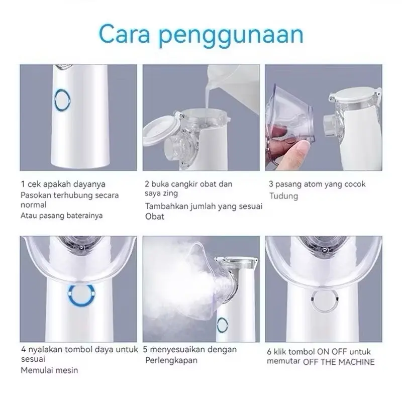 Nebulizer portable mesh alat uap bantu pernapasan asma inhalasi / alat uap Nebulizer anak dan dewasa 3