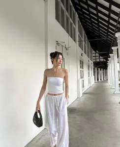 Tessa Linen Pant Trousers Celana Panjang Wanita High Waist Gaya Korea Material Linen Crinkel Nyaman & Stylish Ukuran M & L