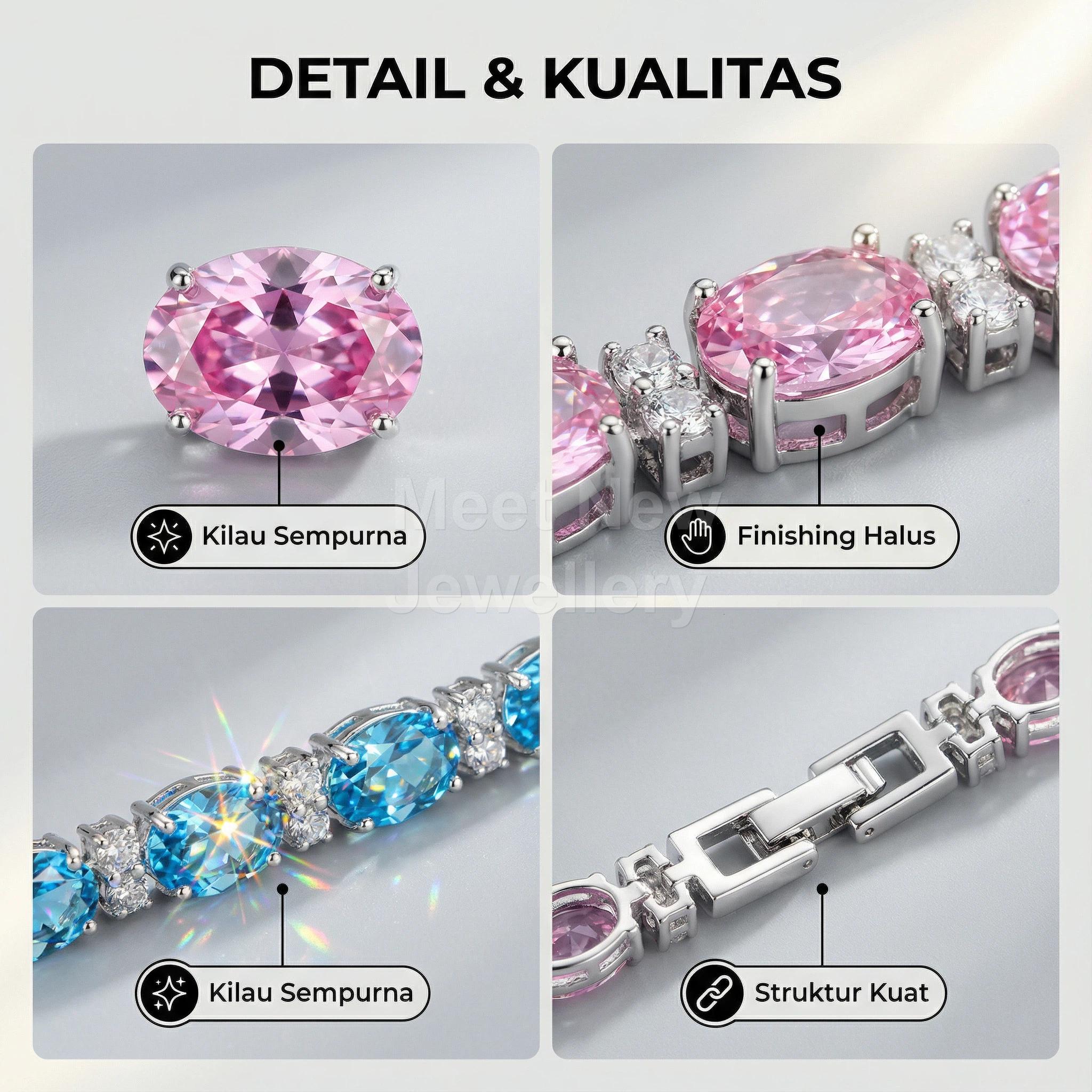 MNSG39 Aksesoris Musim Panas Gelang Zirkonia Berwarna Kristal Multiwarna Sederhana Perhiasan Elegan untuk Gaya Fashion