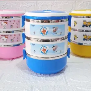 Rantang Karakter Stainless Wadah Bekal 3 Tingkat / Lunch Box Tahan Panas