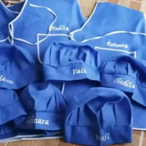 Topi Chef Anak Dan Apron Celemek Satu Set Free Bordir Nama Topi Chef Celemek anak Bisa Bordir nama topi  sd  merah  putih 8