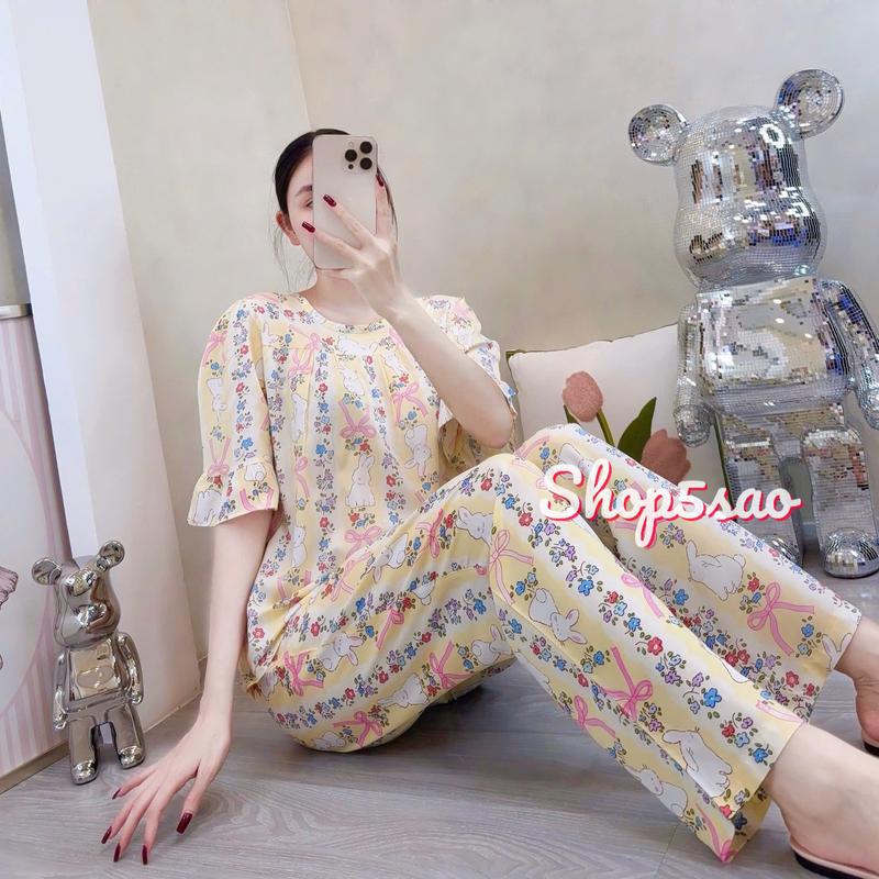 Đồ bộ tole nữ, bộ lanh mặc nhà quần dài, áo tay lỡ SHOP5SAO (43-75kg)