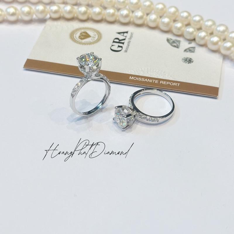    Hoàng Phát M.o.i.s.s.a.n.i.t.e   Trang Sức Nhẫn Bạc Ý 925 Nhẫn Halo Tròn Chấu Cao Tiểu Thư Một Hột Moi 8li1 Nhẫn Cầu Hôn Xi Kim  NM98  