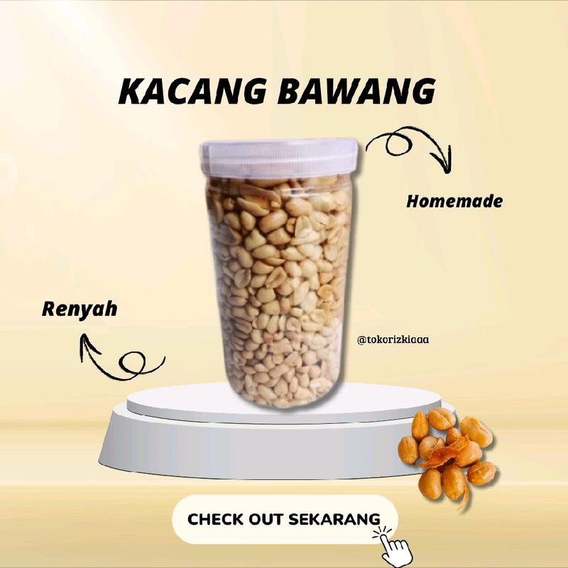 kacang bawang 350gr Toples lokal gurih renyah asin enak Goreng Snacks 0