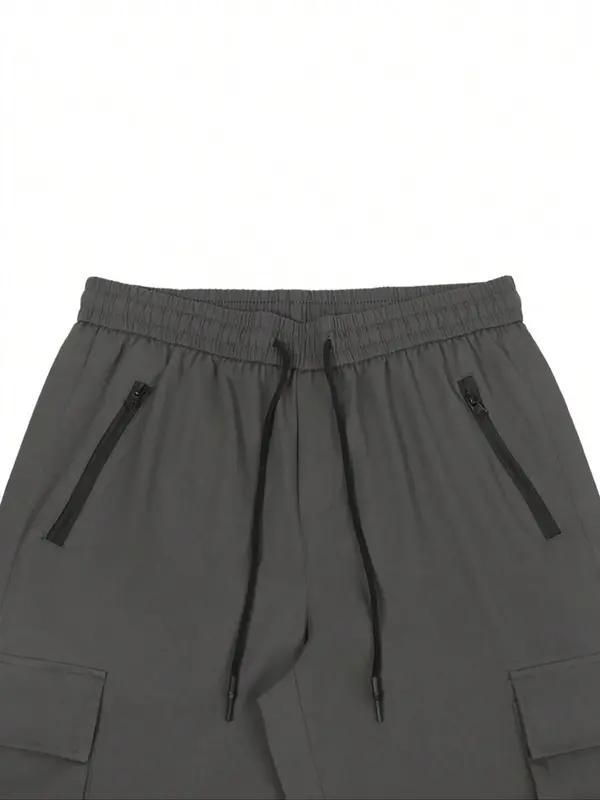 Men's Solid Multi-pocket Shorts, Regular Fit Street Style Casual Fashion Comfy Drawstring Waist Shorts for Summer, Men's Athleisure Bottoms for Daily Wear, Streetwear 5