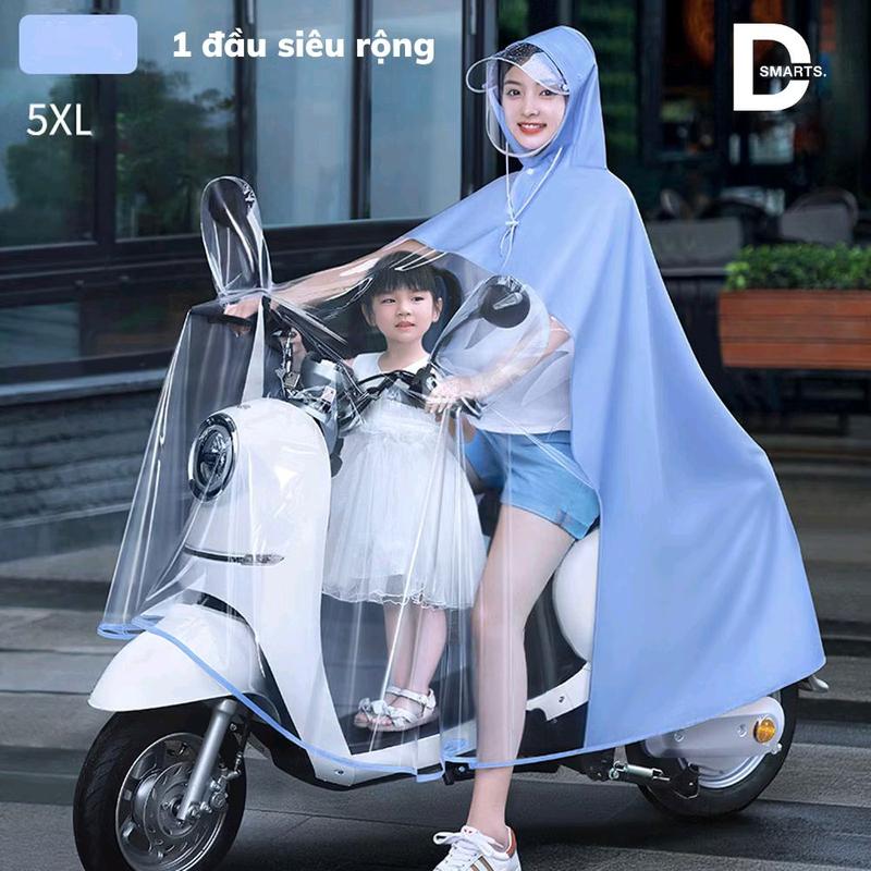 Áo mưa nửa trước trong suốt cho Mẹ và Bé, che phủ toàn thân, kèm kính chắn mưa.