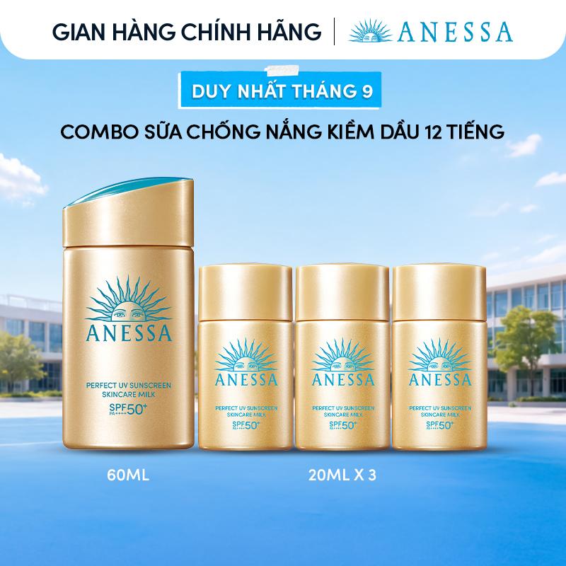 Combo Sữa chống nắng dưỡng da kiềm dầu bảo vệ hoàn hảo Anessa Gold Milk SPF50+…