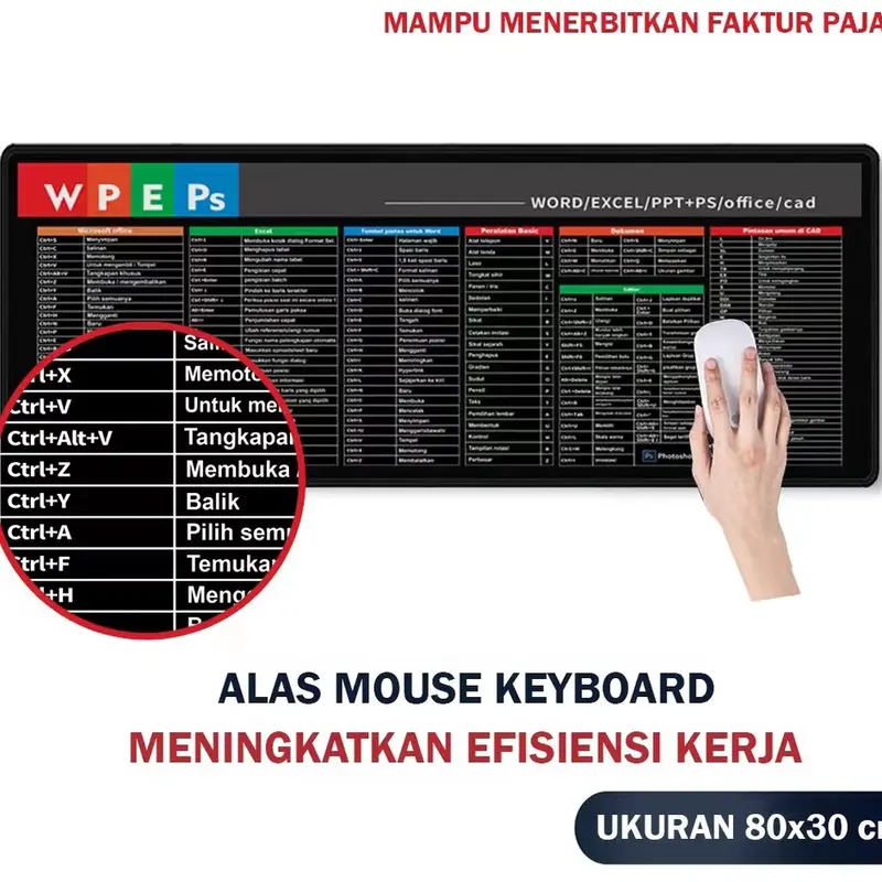 Kualitas Dijamin Mouse Pad Bahassa indonesia MS office word excel PPT PS GAMING XL Desk Mat | Alas Mouse Ukuran Besar Anti Slip/KUNCI PANAS mouse pad 6
