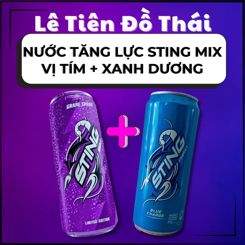 Thùng 24 Lon 330ml Nước Tăng Lực Sting Xanh Dương Blue Charge, Tím Grape Spark Limited Edition Thái Lan