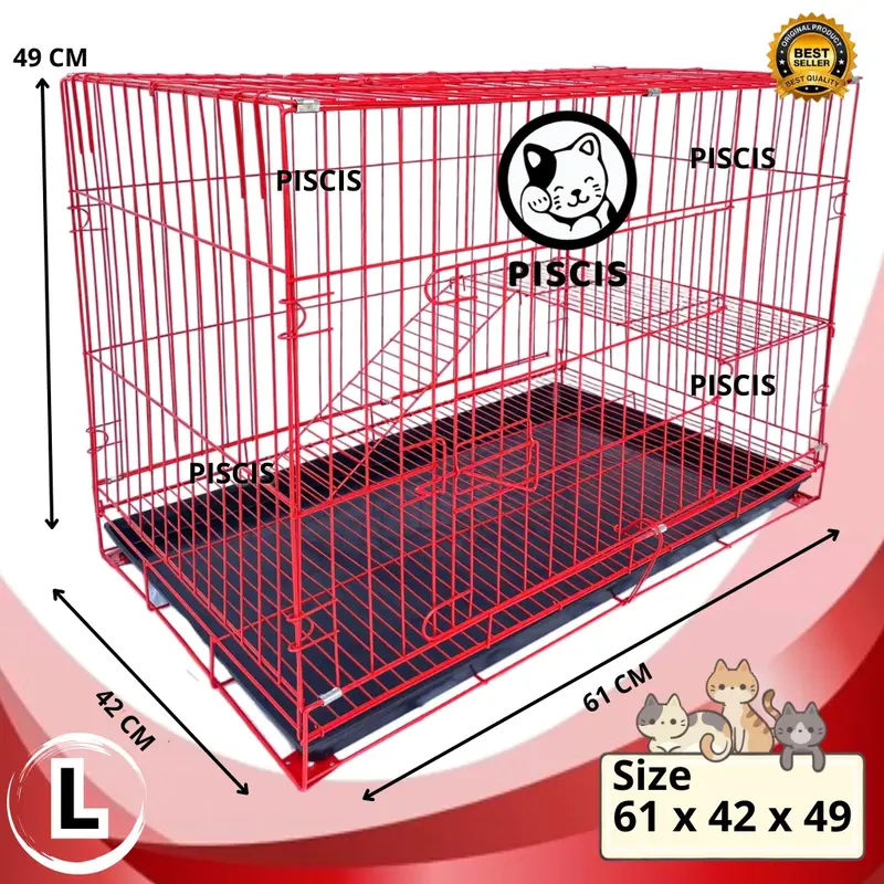 Kandang Sangkar Kucing Ukuran L 60x41x48 Anjing Kelinci Landak Tupai tingkat 0