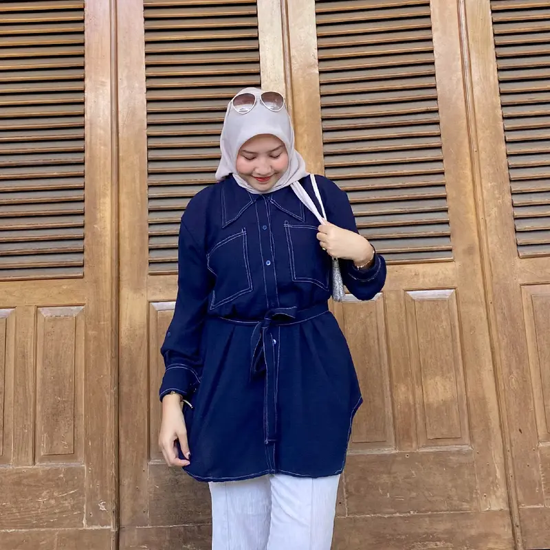 Zoey Tunik Free Belt Super Jumbo Ld 110-140 Bahan Crinkle Adem Jatuh Anti Kusut Atasan Airflow 1