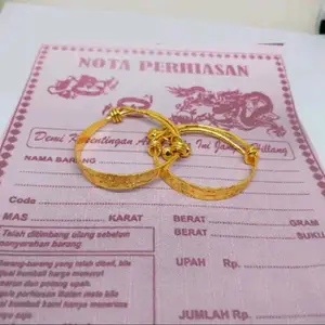 2 pcs gelang tangan kerincing anak lapis emas 24k Anti luntur dan karat