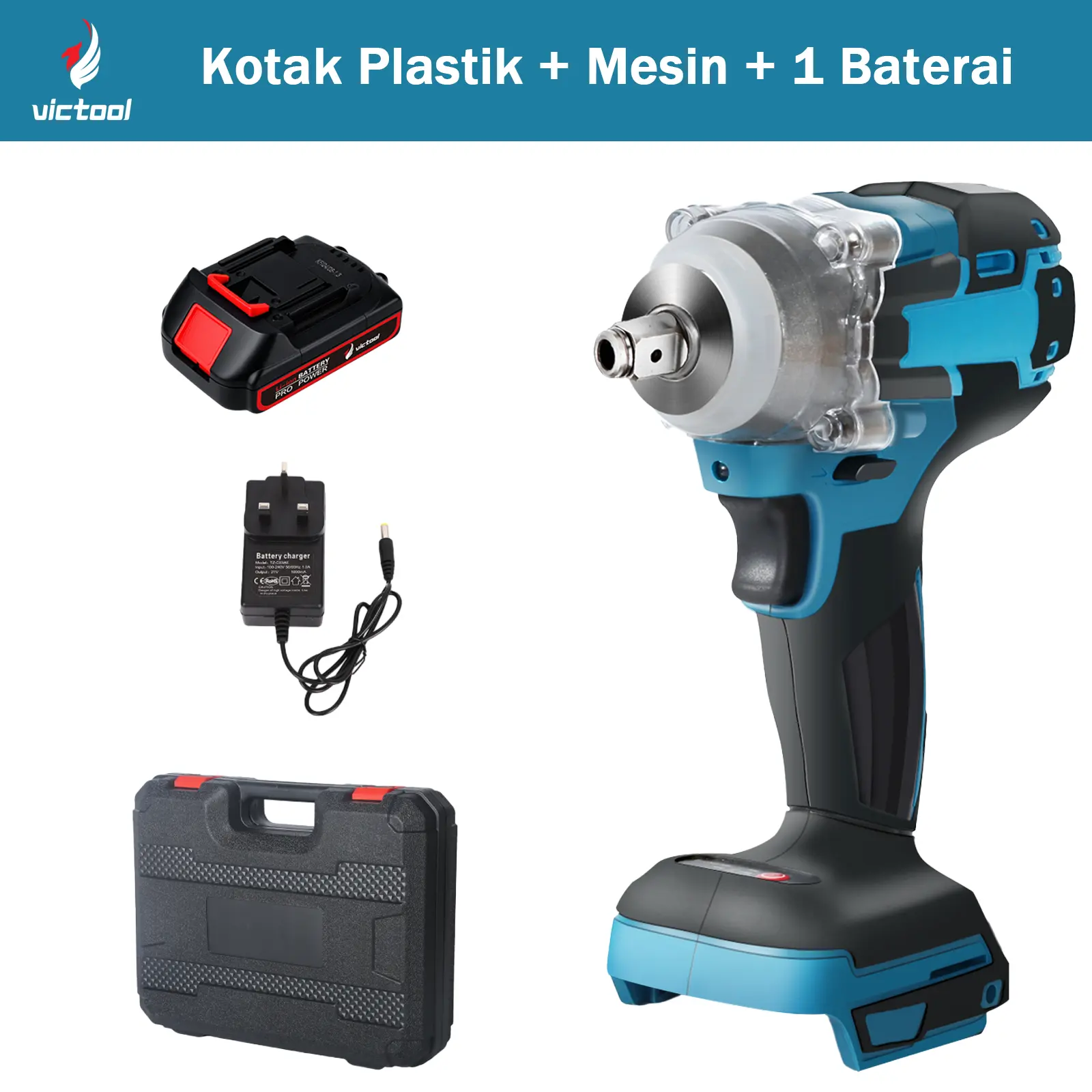 Kotak Plastik + Mesin + 1 Baterai