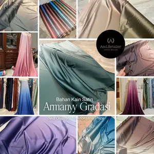 Harga Setengah meter Bahan Kain Satin ARMNI Silk Gradasi Ombre Gradient 2 tone High Quality