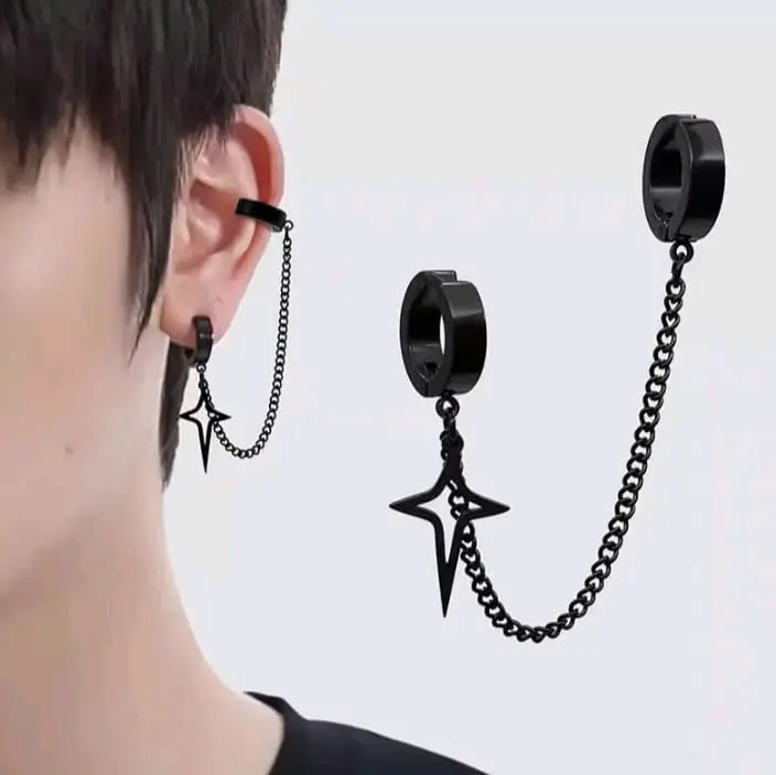 Anting Titanium Aeronnshiki Model Jepit Tidak Karatan dan Luntur untuk Pria dan Wanita - Earrings Elegan