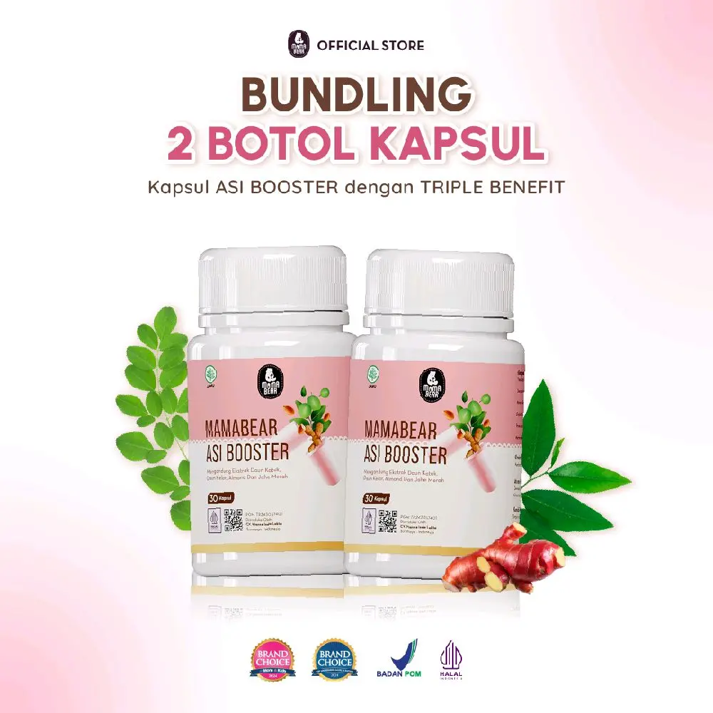 [TWIN PACK] MamaBear ASI Booster 30 Kapsul [Tanpa Box] Pelancar ASI Fenugreek Free Halal BPOM