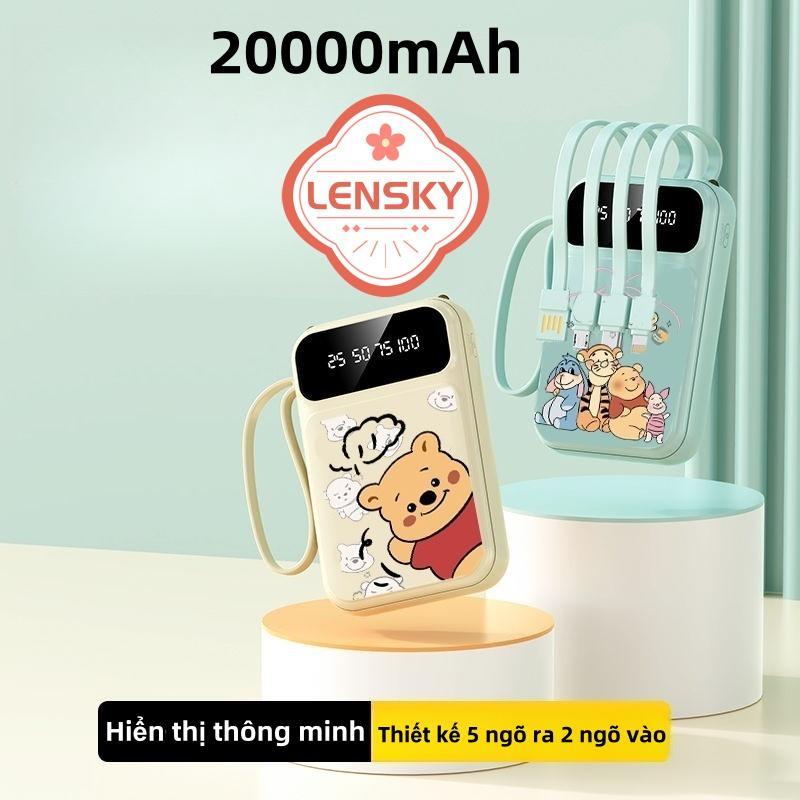  LENSKY 20000mAh Pin Sạc Dự Phòng  Mini Cute Dây Sạc Tích Hợp - Siêu Nhỏ Gọn iPhone&Samsunh Tương thích mọi điện thoại 