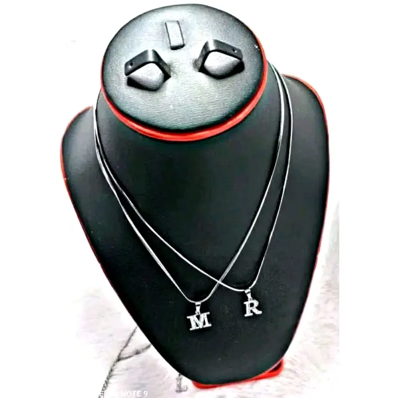 Kalung Huruf Inisial Pria dan Wanita (A Sampai Z) Lengkap A-Z  KALUNG RHODIUM HURUF ANTI KARAT /KALUNG RHODIUM SILVER JENIS RANTAI OMEGA 45 dan 60cm