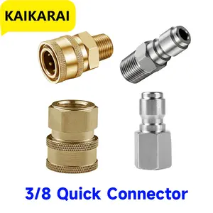 Pressure Washer Adapter 3/8 Inch Male and Female Quick Connect Kit Hose Connector Internal External Thread Wash Fittings - D