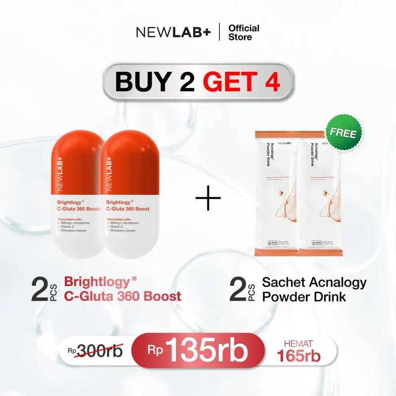 [FREE GIFT WITH PURCHASE] NEWLAB Brightlogy C-Gluta 360 Boost | Suplemen Glutathione | Minuman Glutathione BPOM | Glutathione Kapsul untuk Mencerahkan 50gr 1