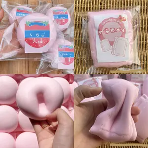 Squishy Hachimi Bun Bakpau Pillow Bantal Squishy Strawberry Chocolate Vanilla  Super Soft Slow Rising Good Quality