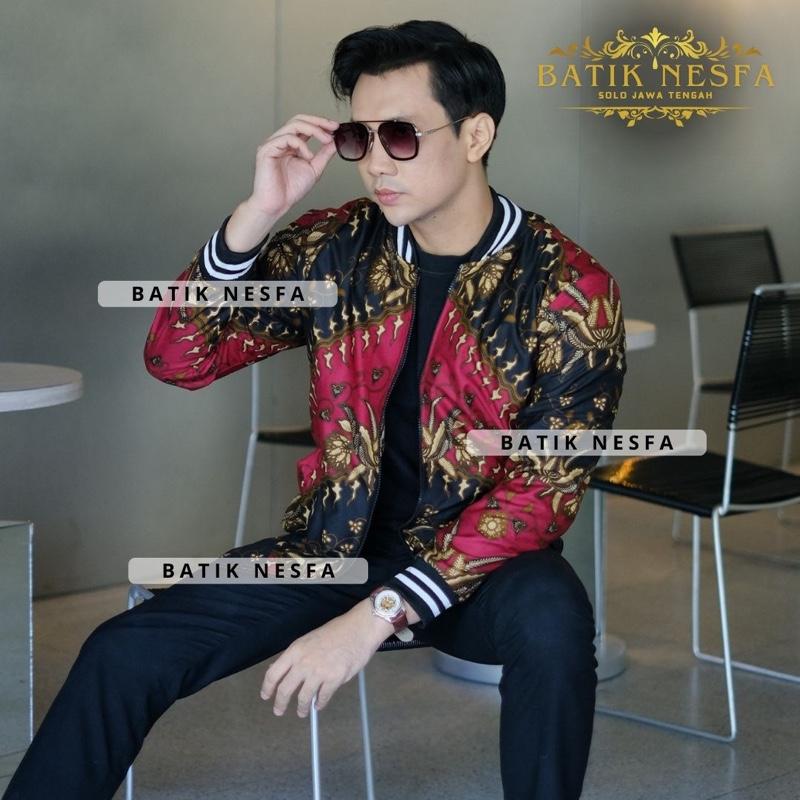 Jaket batik bomber pria keris hitam murah berkualitas 5