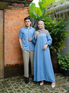 Anjali Setelan Couple Pasangan  Keluarga Motif Coral Sarimbit Lebaran Kondangan Setelan Gamis Koko Dewasa