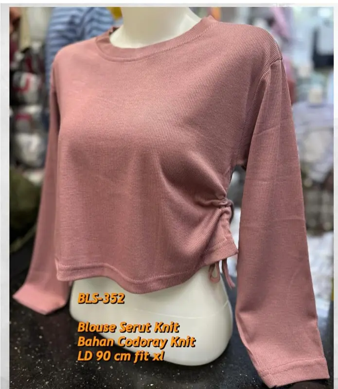 Ourhabit-Blouse Serut Knit Rib Premium-Krop Top Perempuan-Atasan Perempuan Dewasa 7