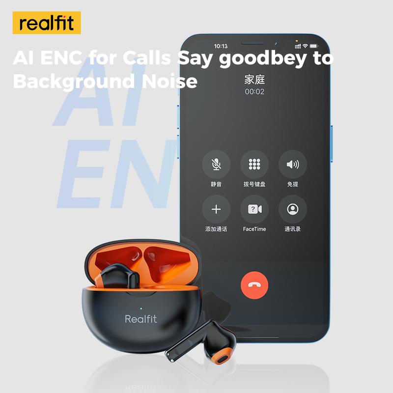 Realfit F2 TWS Bluetooth Earphone HIFI Quality True Wireless Earbuds with Mic BT5.3 Superb Bass 25H Batttery Life 3
