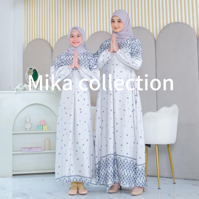 gamis couple motif ibu dan anak bahan silk print sarimbit 3