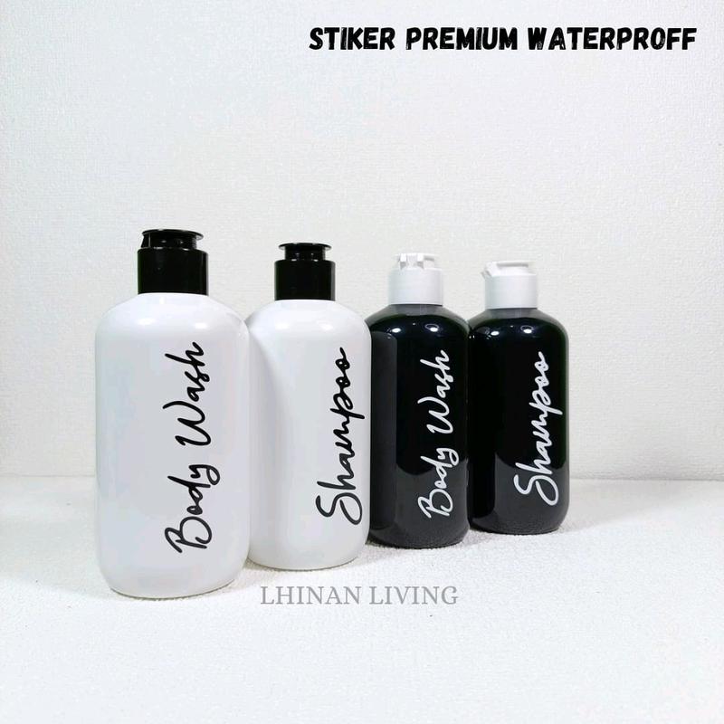 Botol Sabun Cair Aesthetic Plastik PET Flip Top Tebal - Hitam & Putih 250ml 4
