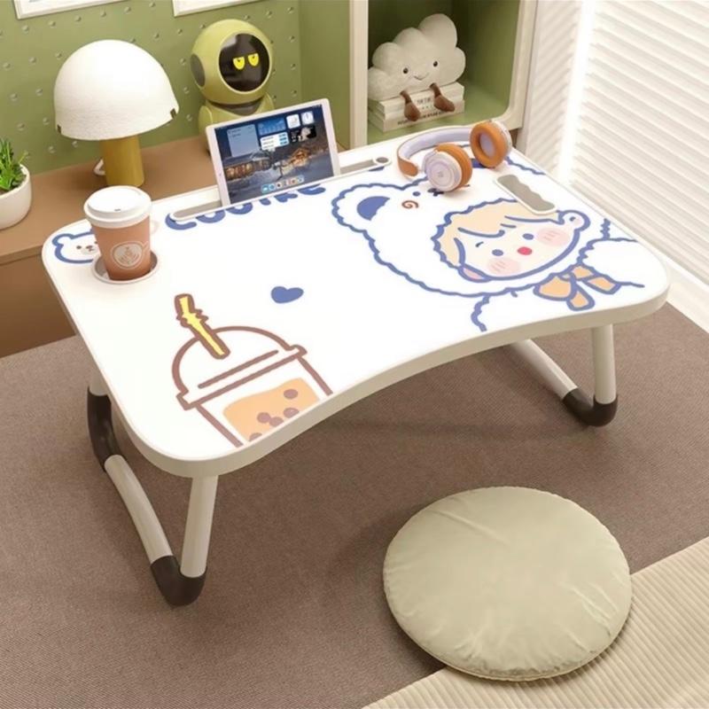 Bàn học gấp gọn hoạt hình ngộ nghĩnh cho bé, Bàn làm việc, Bàn gấp có khe cắm ipad kèm khay đựng cốc
