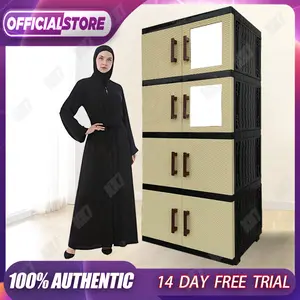 Lemari Pakaian Plastik Kualitas Tinggi Kotak Penyimpanan Rak (Cream) Furniture Furniture