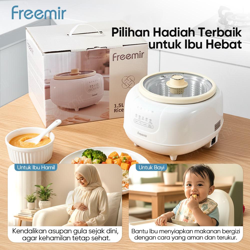 [BRAND] freemir Smart Slow Cooker 1.2 L Fungsi Menghangatkan 24 Jam 400 Watt Masak MPASI Bayi Otomatis Nasi Rendah Gula Lebih Praktis Nasi/Bubur/Puree/Nasi Tim Rice Cooker Multifungsi Kitchenware Premium