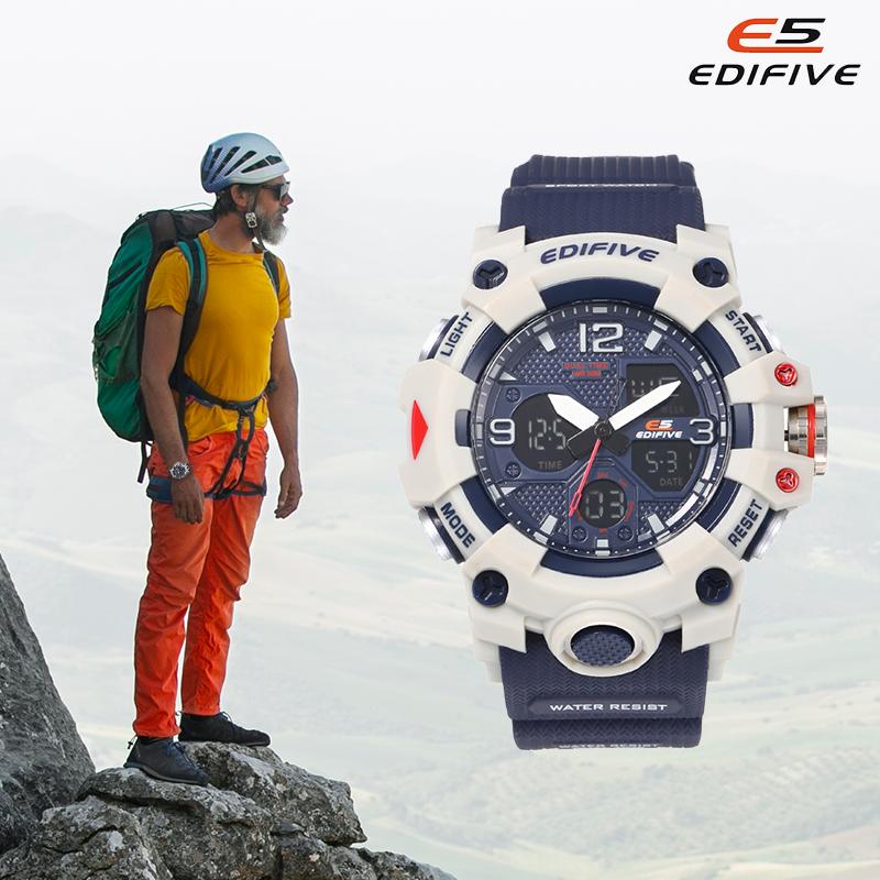 Edifive Quartz Chronograph Sport Rubber Watch Water Resist Navigator IT8033 0