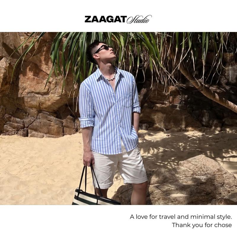 PLAID SHIRT-Áo sơ mi kẻ sọc vừa ZAAGAT chất liệu linen xước mỏng nhẹ thoáng mát…