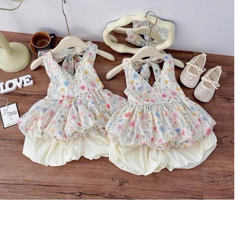 MỘC BABY STORE -S09 SÉT BỘ ÁO YẾM HOA NHÚN KÈM QUẦN ĐÙI Bí CHO BÉ GÁI 10-30kg Vải Nhún Màu Sắc Rực Rỡ Phù Hợp Cho Trẻ Từ 10-30kg #dôbegai #quanaobegai #begaixinh