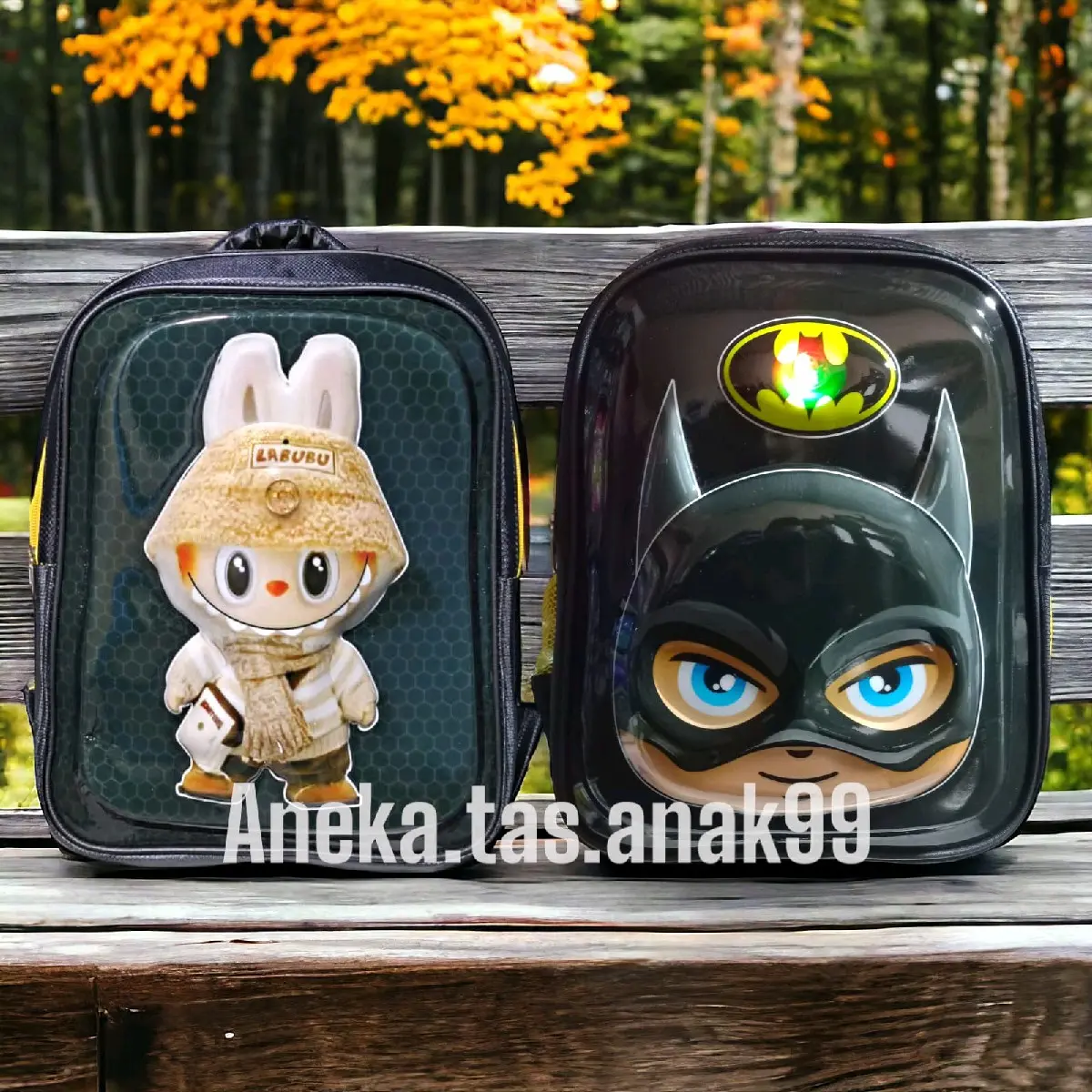 Tas Anak Sekolah labubu Sd Tk Paud 3D lampu led karakter timbul Fashion Motif