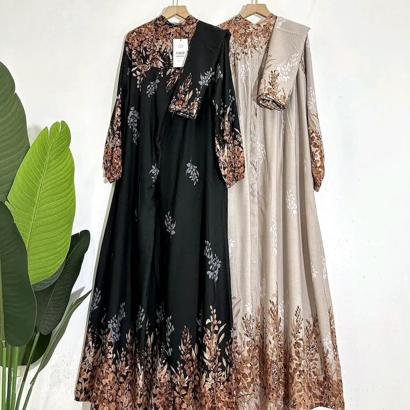 Gamis Set Hijab Alesa Rayon Premium Jumbo Kancing Muslim Nyaman Diamond 2