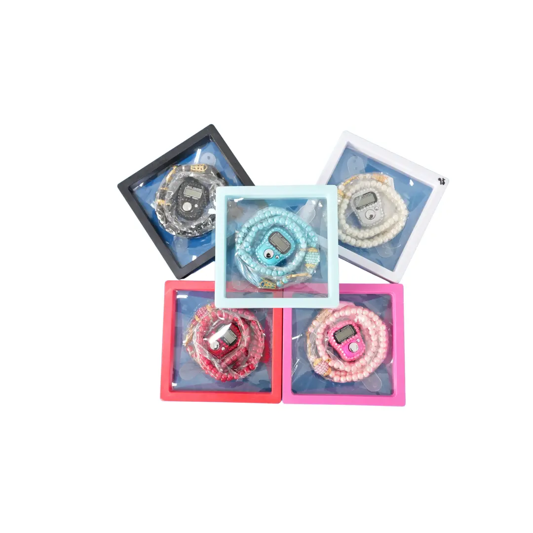 Electronic Zikir Ring Digital Counter Tally with Tasbih and Acrylic Box - Muslim Prayer Tool