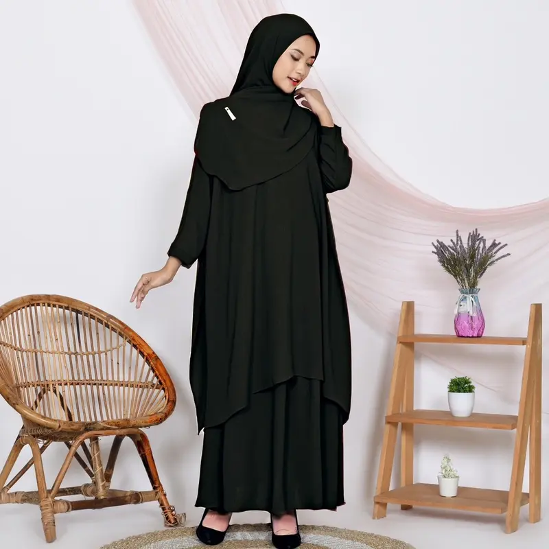 ARM Duha Series Gamis 3 Set Plus Rok Set Hijab Syari Busui Freandly Di Jamin Ori 1